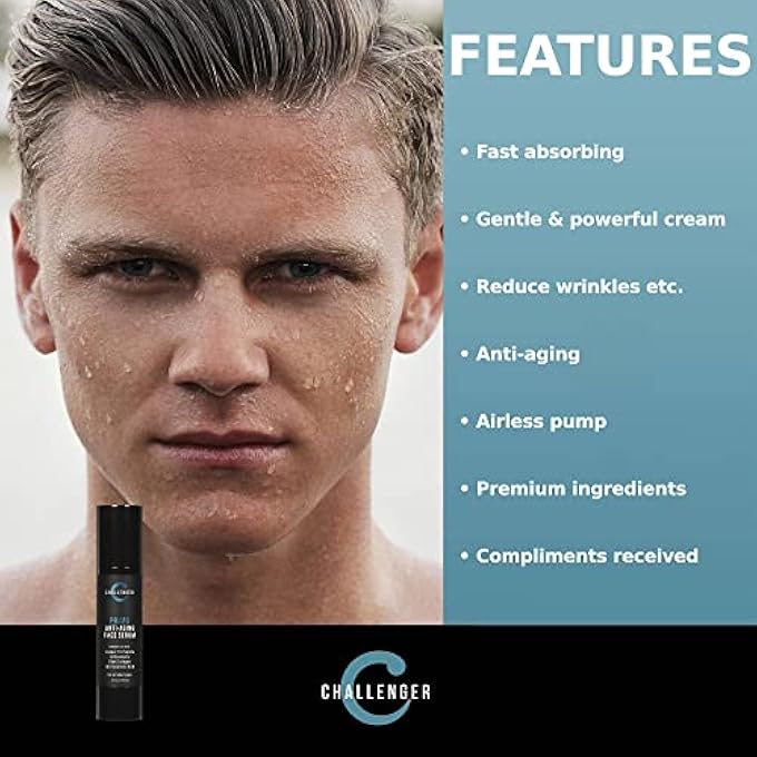 Challenger MEN'S PRIMO - MEN'S ANTI AGING FACE SERUM - PREMIUM COPPER TRI-PEPTIDE FORMULA W/ 4D HYALURONIC ACID REDUCES PREMATURE AGE SPOTS, DEEP WRINKLES, PROMOTES SKIN ELASTICITY - FRAGRANCE FREE - Image 4